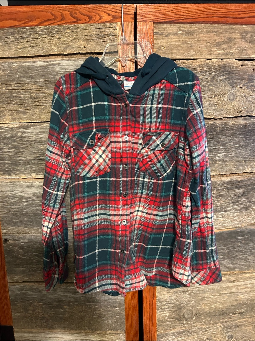 Columbia Women's Canyon Point Shirt Jacket Size Small Dark Sea Plaid